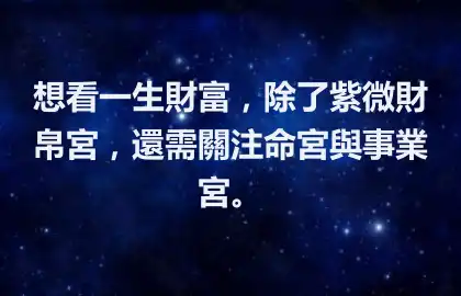 想看一生財富，除了紫微財帛宮，還需關注命宮與事業宮。
