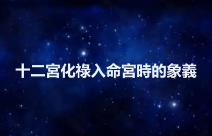 十二宮化祿入命宮時的象義