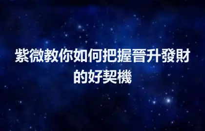 紫微教你如何把握晉升發財的好契機