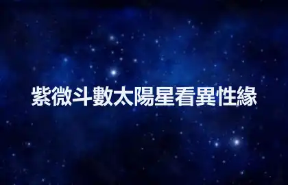 紫微斗數太陽星看異性緣
