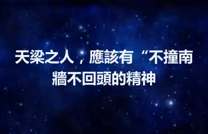 天梁之人，應該有“不撞南牆不回頭的精神