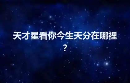 天才星看你今生天分在哪裡？