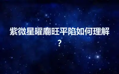 紫微星曜廟旺平陷如何理解？